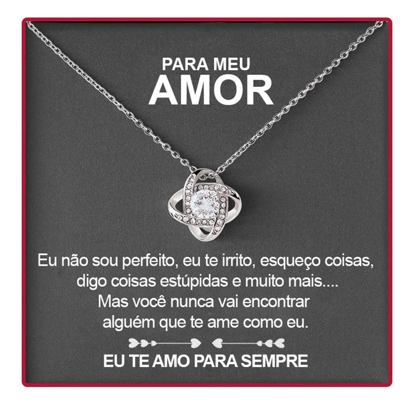 Colar Para Meu Amor Prata 925 + Caixa Com Rosa